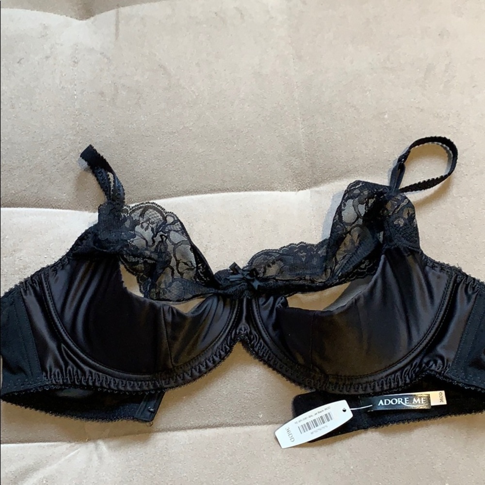 Adore Me Black Lace & Satin Underwire Bra